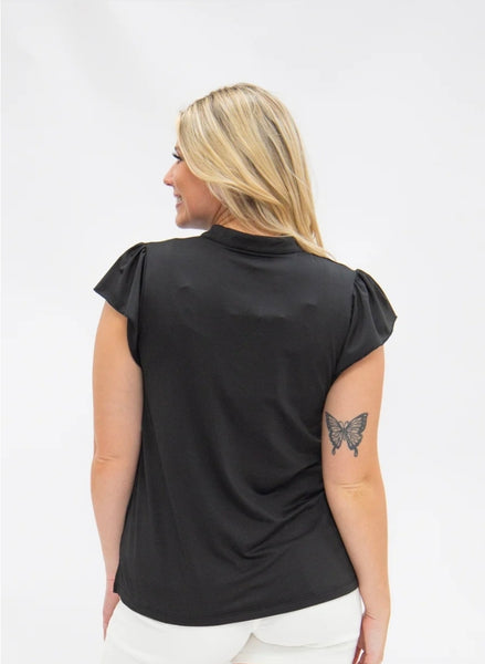 The Nicole Vneck Top - Black