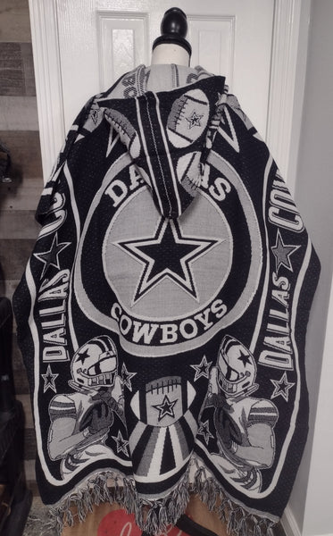 Dallas Cowboys Knitted Poncho w/ Hoodie