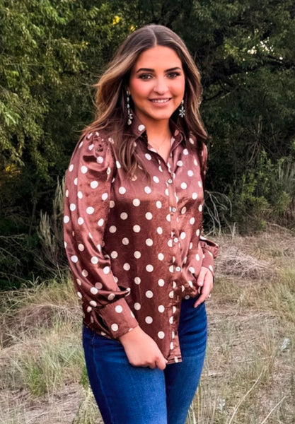 Mocha Dot  Button-up