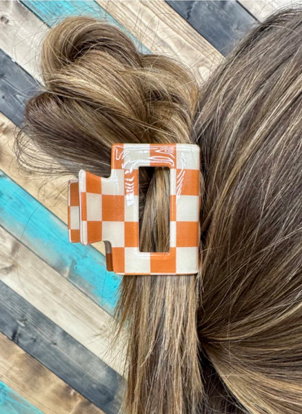 Mini Checked Funky Orange Clip