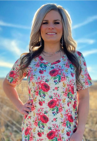 Porcelain Petals Vneck Top