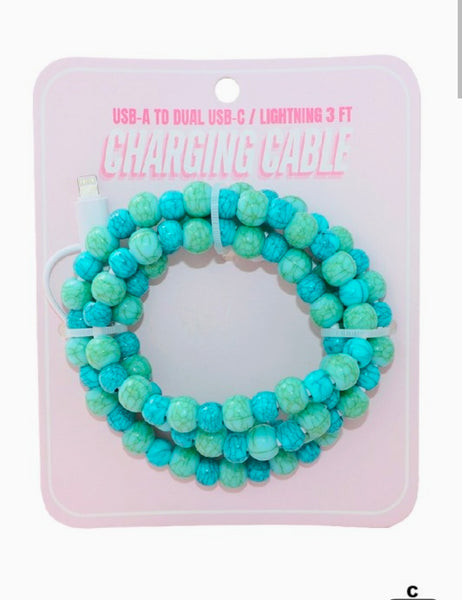 TIk Tok Beaded Dual USB Fast Charging Cable - Multiple Colors