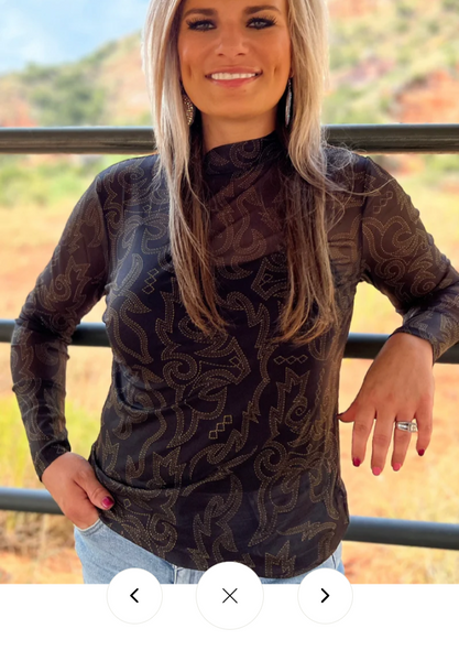 Bonfire Nights Mesh Top Gold