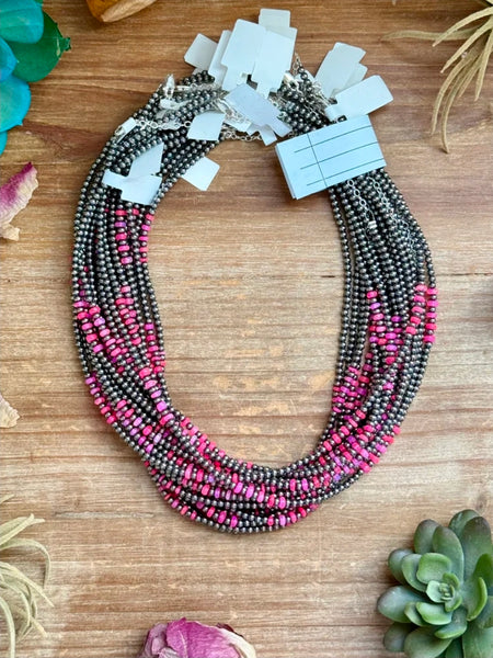 Pink Faceted Opal Necklace – 3 mm – 16”