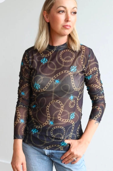 BLACK GOLD CHAIN MESH TOP