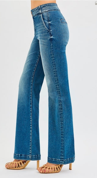 Tummy Control High Rise Bootcut  Double Button Jeans