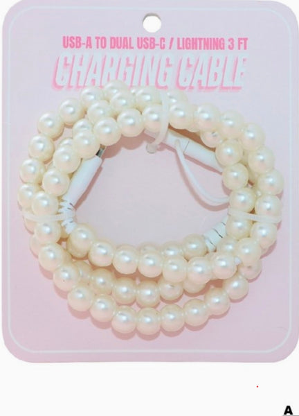 TIk Tok Beaded Dual USB Fast Charging Cable - Multiple Colors