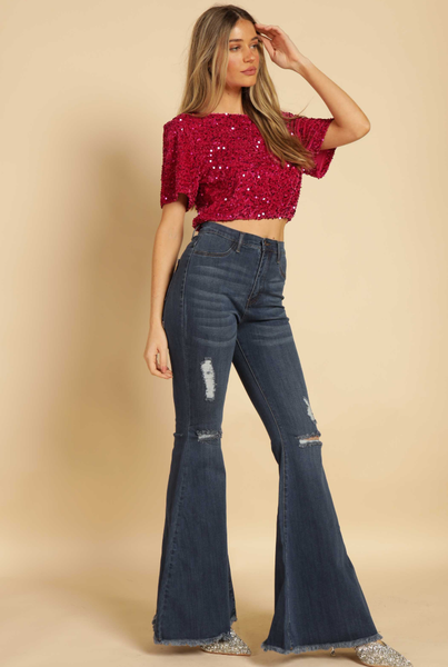 Solid Sequin Top