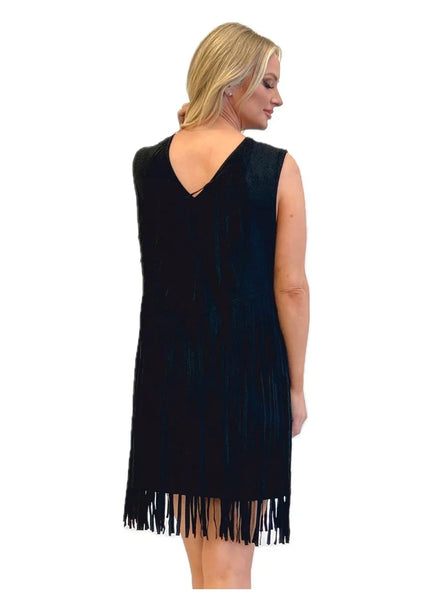 Black Suede Fringe Dress