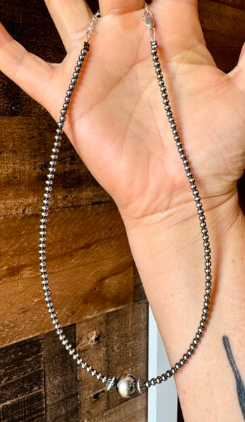 14 inch 3 mm sterling silver pearls choker - 10 mm middle