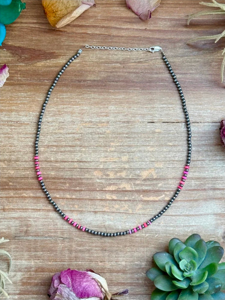 Pink Faceted Opal Necklace – 3 mm – 16”