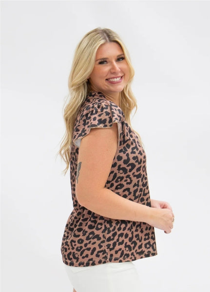 The Nicole Vneck Top - Leopard