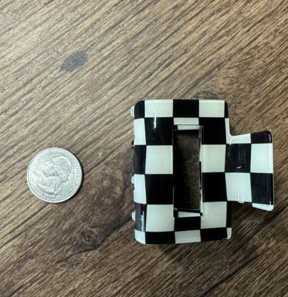 Mini Checked Funky Black Clip