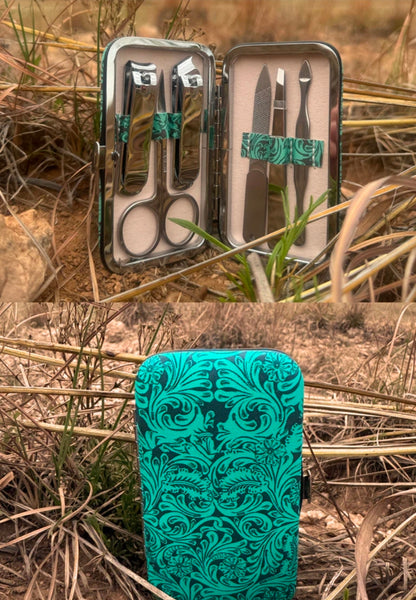 Tooled in Turquoise  Manicure Set