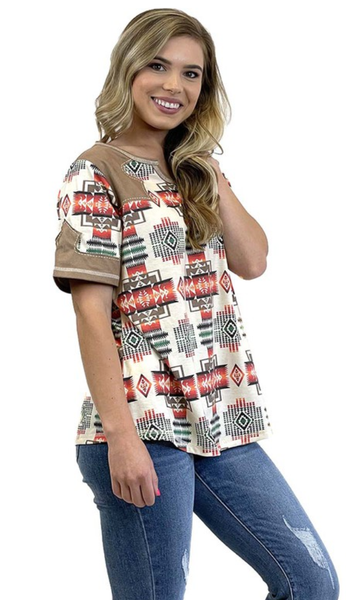 Short Sleeve Aztec Top