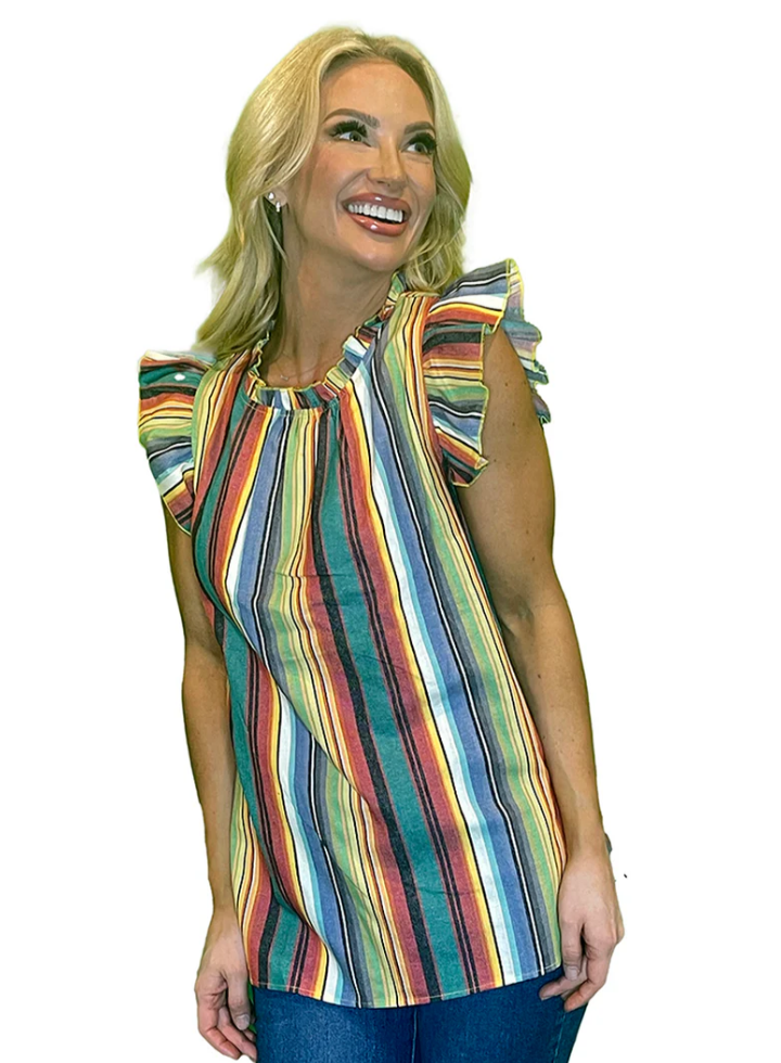 Serape Ruffle Cap Sleeve Top
