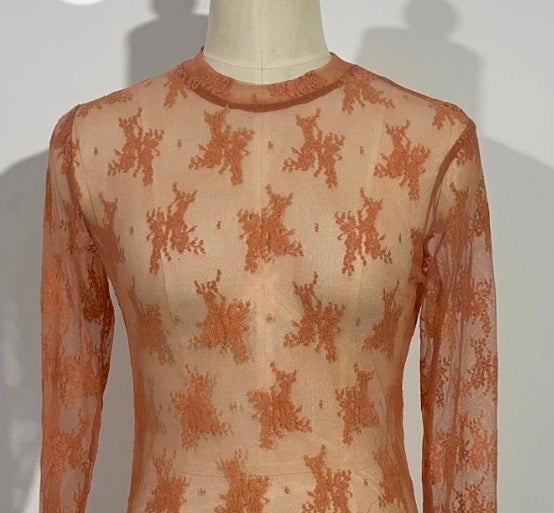 CORAL LACE MESH TOP