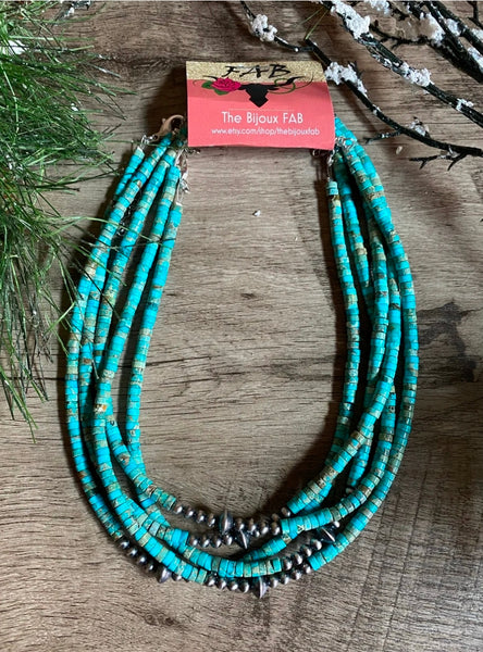 Best Seller Sterling Silver Pearls choker and variscite turquoise