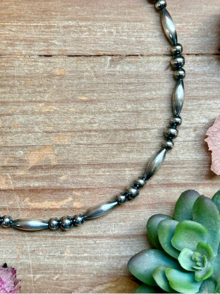 15” Torpedo Bead Necklace – Sterling Silver