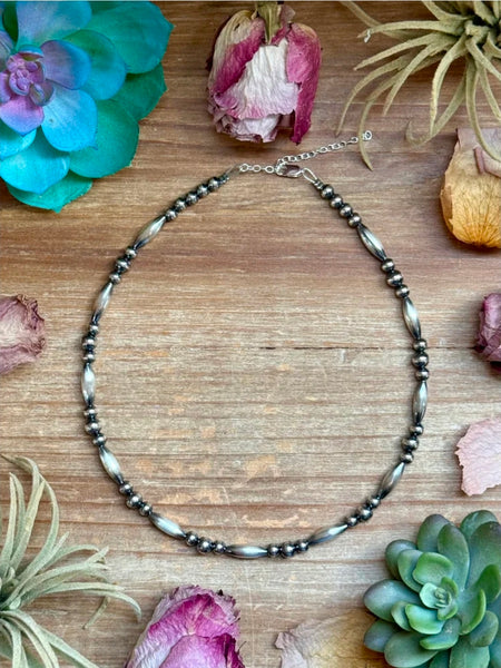 15” Torpedo Bead Necklace – Sterling Silver