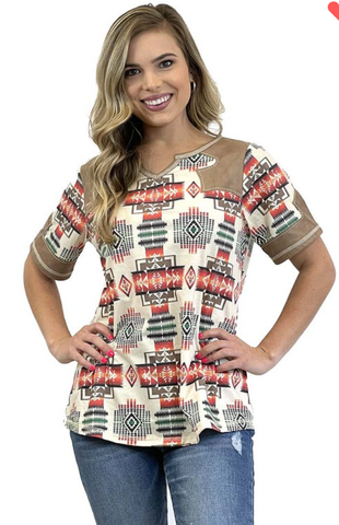 Short Sleeve Aztec Top