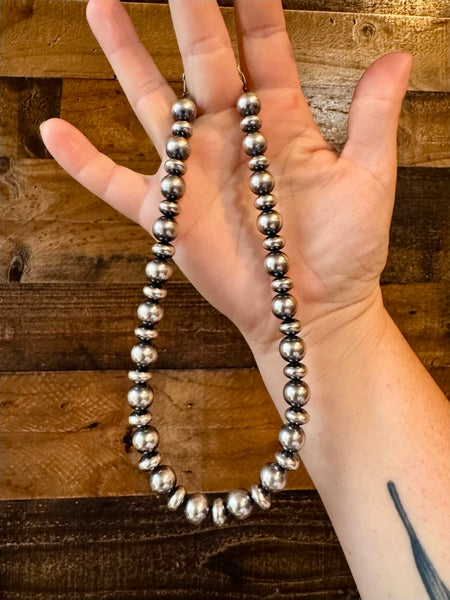14 inch Choker 10 mm and 10 mm Saucer Sterling Silver Pearls Necklace