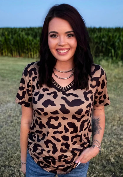 Buckstitch Leopard Top