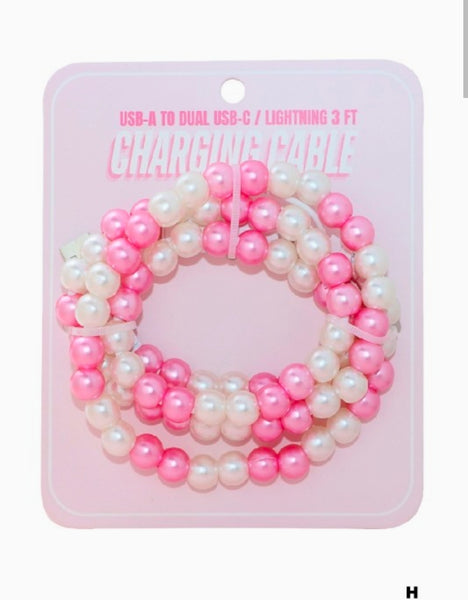 TIk Tok Beaded Dual USB Fast Charging Cable - Multiple Colors