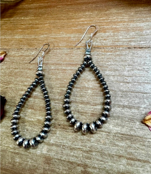 Smaller Sterling SAUCER Silver Pearls earrings teardrop