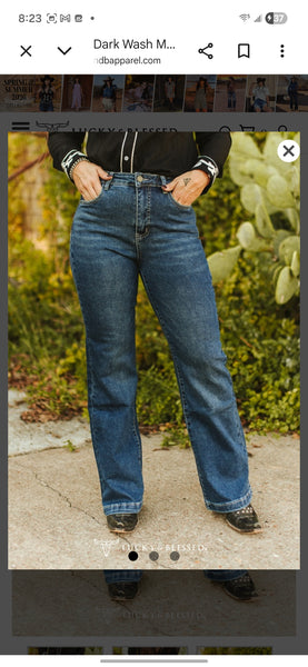 Dark Wash Mid Rise Classic Trouser Jeans (30 inch Inseam)