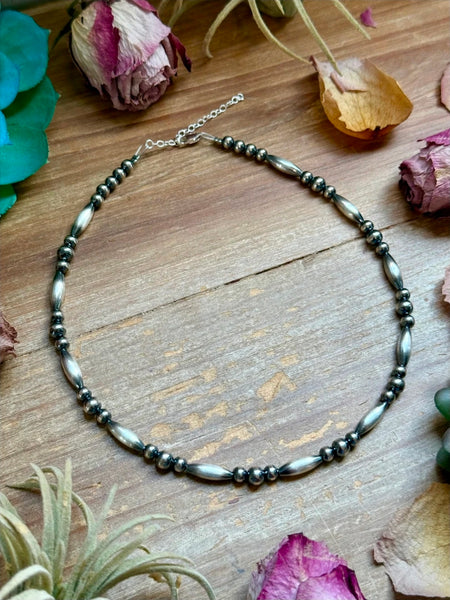 15” Torpedo Bead Necklace – Sterling Silver