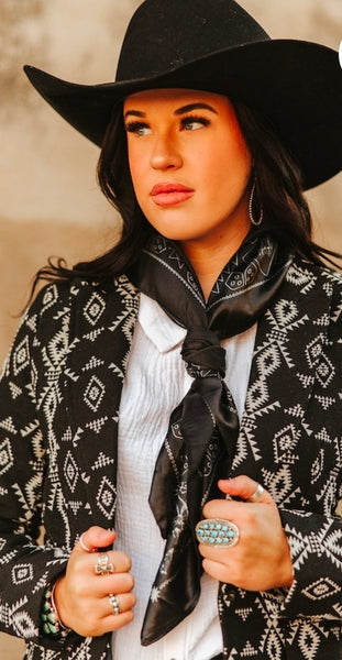 Black Western Paisley Printed Wild Rag