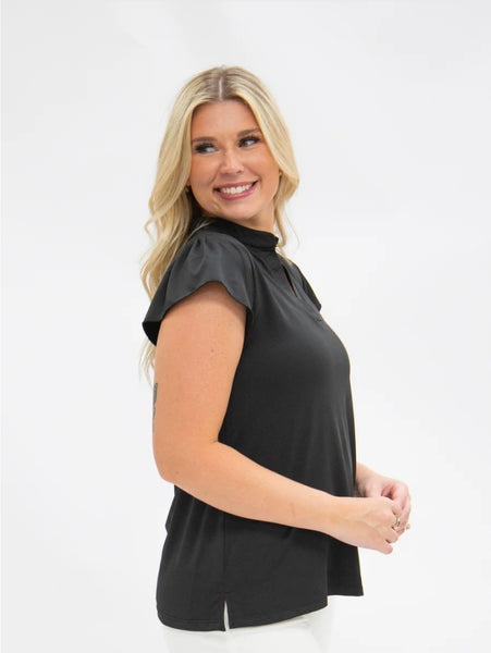 The Nicole Vneck Top - Black