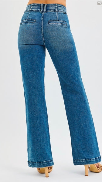 Tummy Control High Rise Bootcut  Double Button Jeans