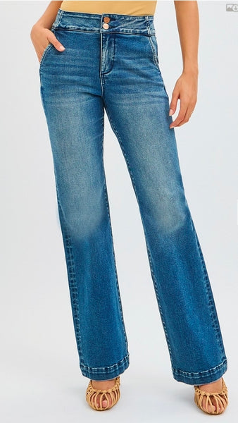 Tummy Control High Rise Bootcut  Double Button Jeans