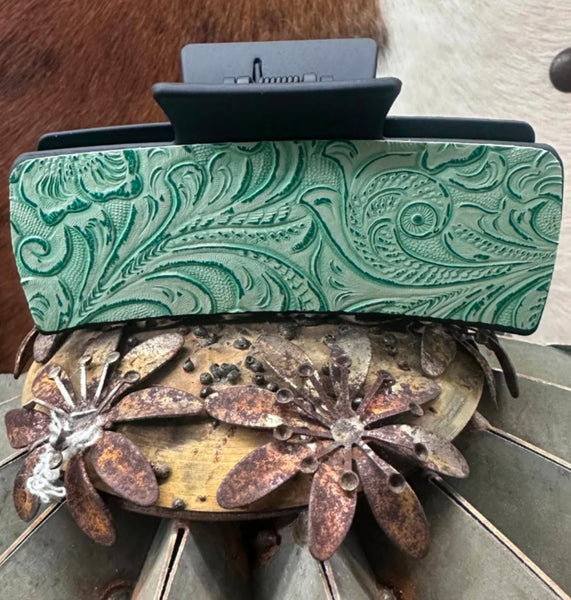 Cowgirl Tooled Hair Clip- Black