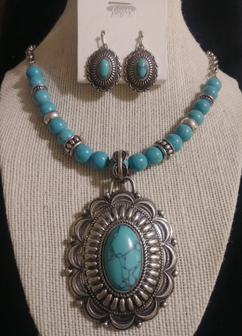 Silver & Turquoise Concho Medallion Set