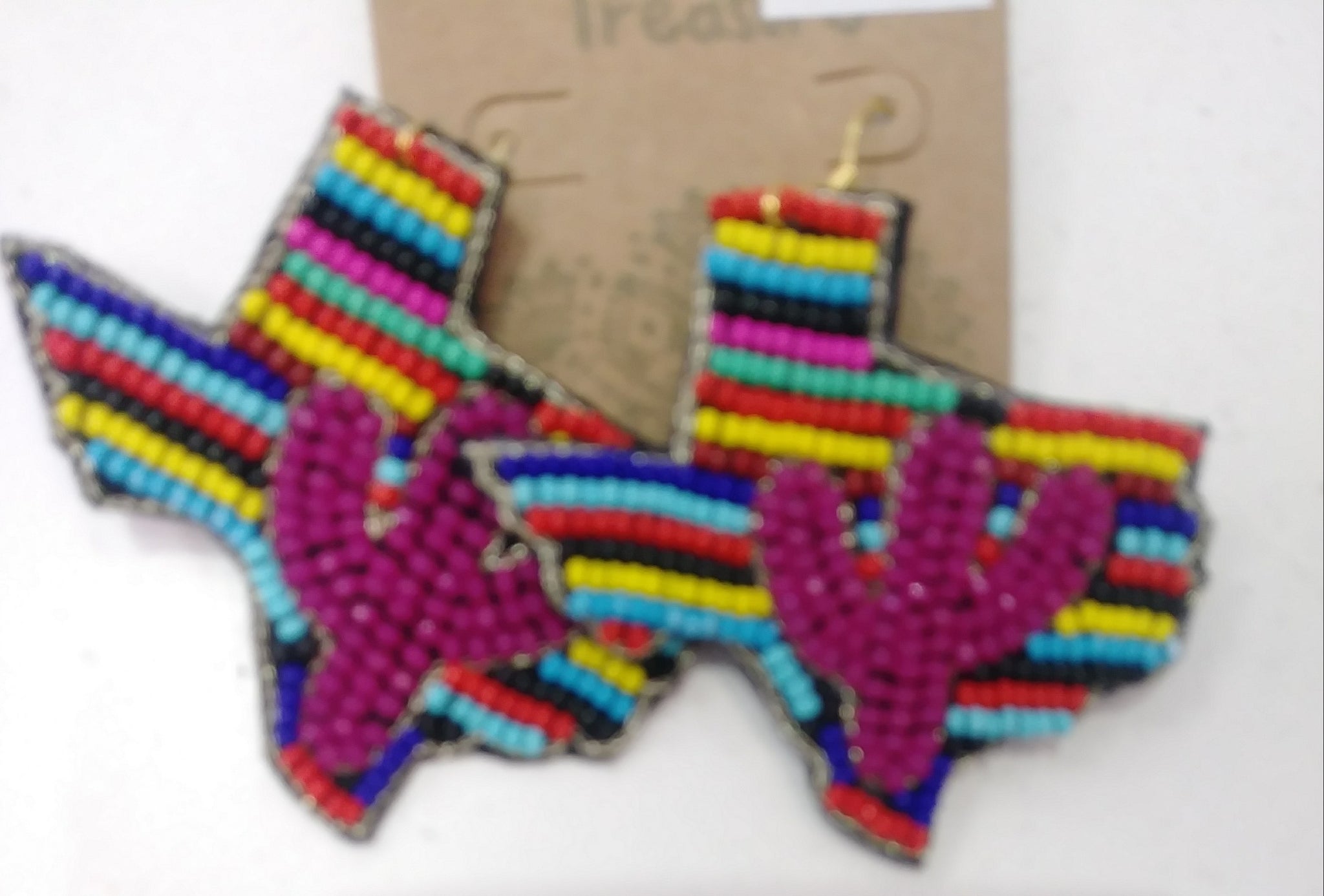 Texas Serape & Cactus Bead Earrings