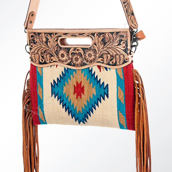 Hand Tooled Aztec Saddle Blanket Clutch