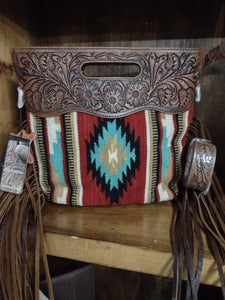 Hand Tooled Leather Clutch/Crossbody