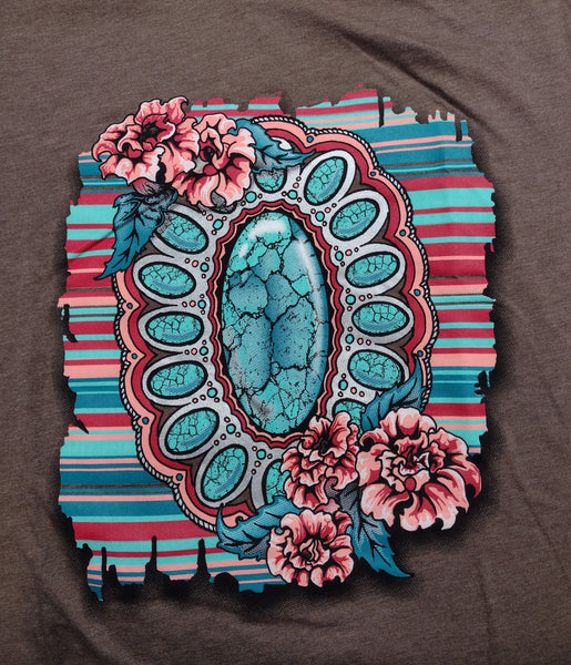 Turquoise Concho Serape Tee