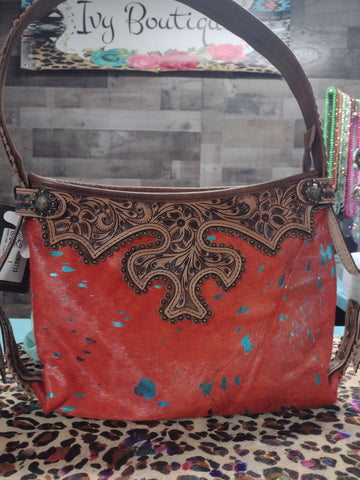 Orange Acid Wash Shoulder Bag