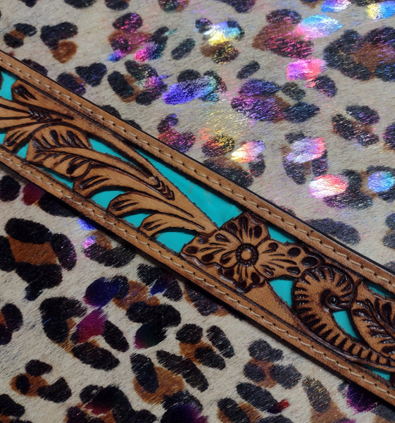 Tooled Crossbody Strap - Turquoise