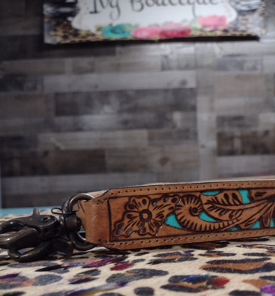 Tooled Crossbody Strap - Turquoise