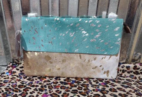 Turquoise Acid Wash Envelope Crossbody