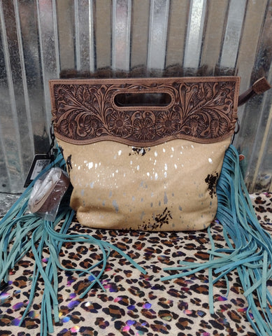 Brown Hide & Turquoise Leather 3 in One