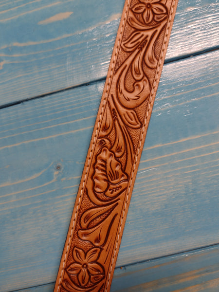 Tooled Crossbody Strap - Tan