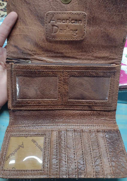 Tooled Leather & Hide Wallet - Trifold