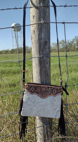 Black Midsize Fringe Crossbody