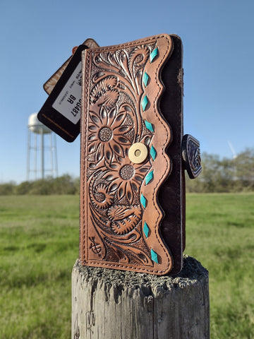 Hand Tooled Leather Wallet - Bifold